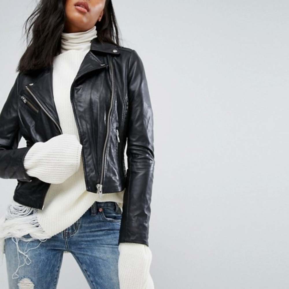 Barney's Originals Leather Jacket With Quilted Det